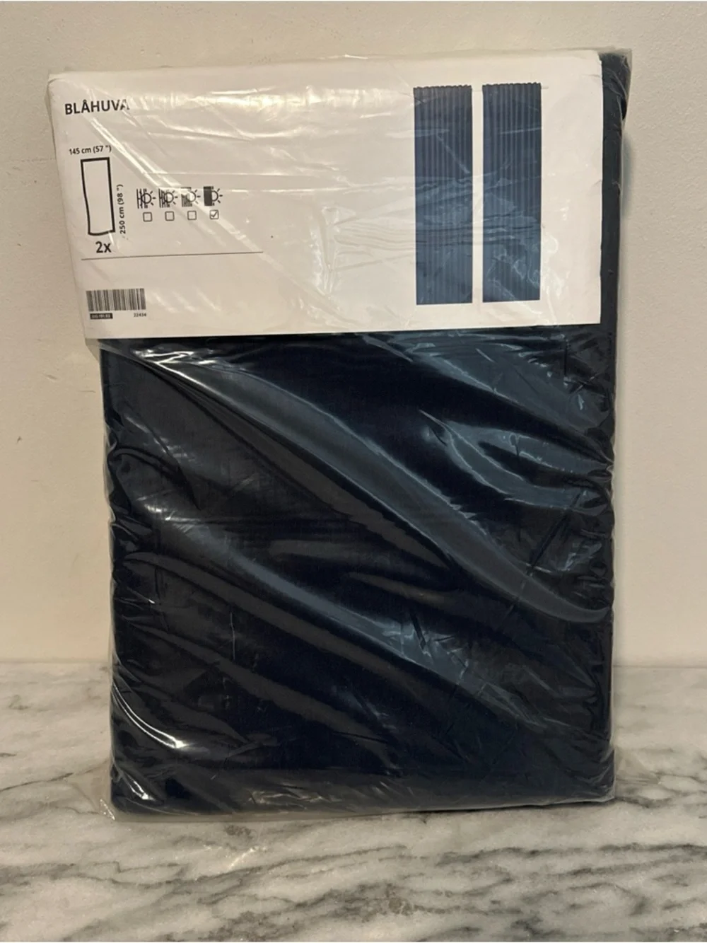 BLÅHUVA Blue Curtain Panel - Solid blue set of 2 panels NEW NIP